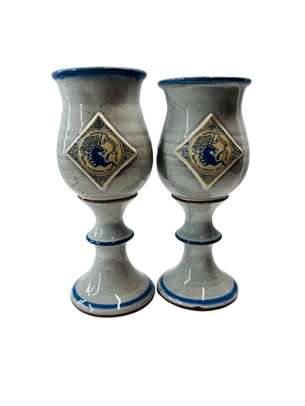 Set of 2 Vintage 1987 Minnesota Renaissance Festival Pottery Goblets – 17th Ann